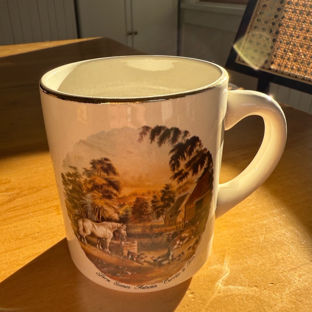 Beautiful Autumn Farm Scene Currier & Ives Mug